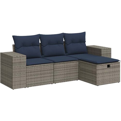  4-dijelni set vrtnih sofa od poliratana s jastucima Slike