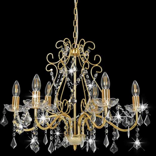  Luster s kristalnim perlama zlatni okrugli 6 x E14 Slike
