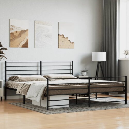 VidaXL Metalni okvir kreveta uzglavlje i podnožje crni 183x213 cm Slike