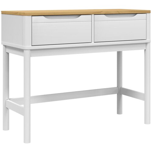 Maison Chic konzolna miza - miza ob steni FLORO bela 89,5x36,5x73 cm trdna borovina, (21786499) Slike