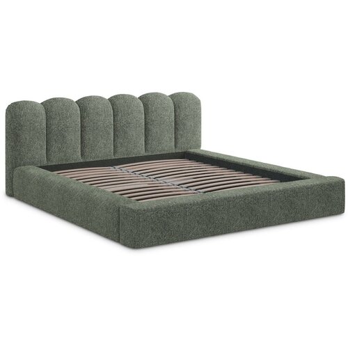 Makamii Zelena oblazinjena zakonska postelja s prostorom za shranjevanje z letvenim dnom 180x200 cm Mano – Cene