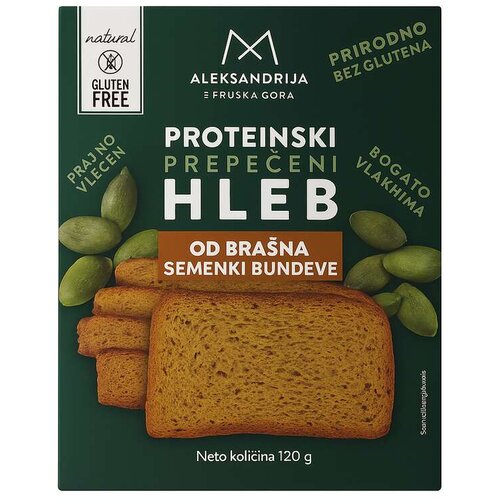 Aleksandrija Fruška Gora Aleksandrija Bezglutenski proteinski prepečeni hleb, 120g Cene