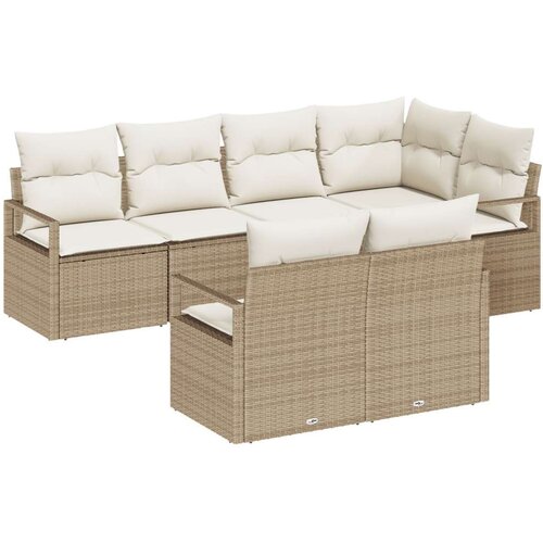  7-dijelni kauč set za vrt s jastucima Bež Poli Rattan  2-sjedalni kauč za vrt s pohranom i jastucima Bež Poli Rattan Cijene