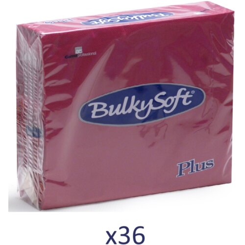 BulkySoft Salvete Plus, 40/1, Dvoslojna, 36 pakovanja, 38x38 cm, Bordo Slike