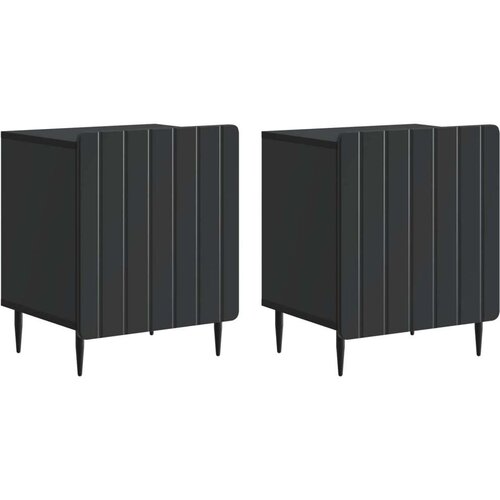  Noćni ormar 2 pcs Crna 43 x 34 5 x 52 cm Konstruirano drvo - Crna 2 Cene