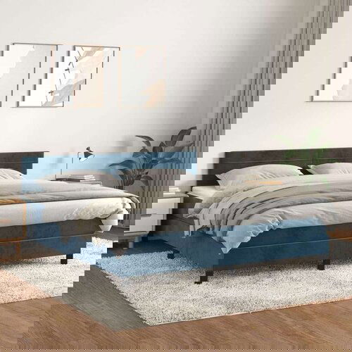  S oprugama i madracem tamnoplavi 180x200 cm baršunasti Cijene