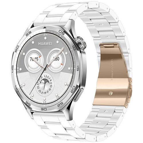 INF beli keramični pa&scaron;ček za uro 22 mm - smola + nerjaveče jeklo - združljiv s huawei gt in samsung galaxy watch, (5000090588) Cene