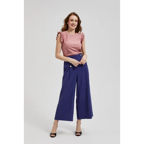 Moodo Women's trousers with decorative buttons - dark blue Moodo Women's trousers with decorative buttons - dark blue