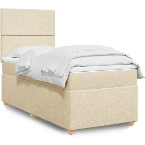  The Living Store Box spring postelja z vzmetnico krem 80x200 cm blago - Box Spring Postelja, (21514622)