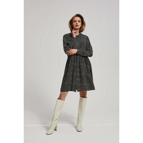 Marisse Black Shirt Dress With A Flared Bottom Slike