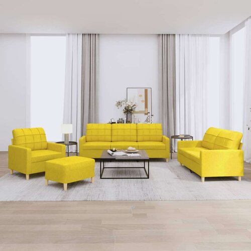 VidaXL 4-dijelni set sofa s jastucima svjetložuti od tkanine Slike