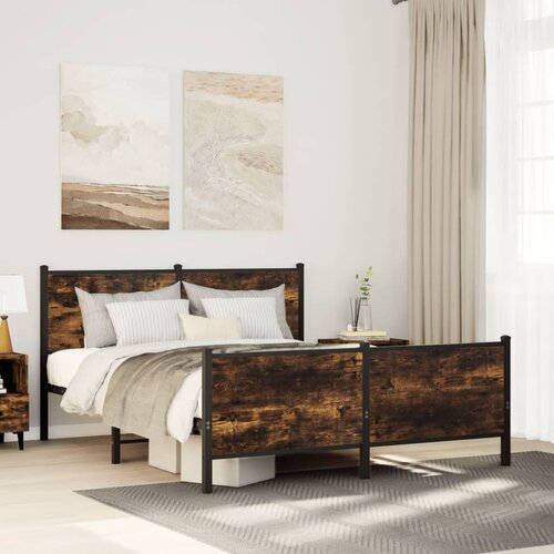 vidaXL Metalni okvir kreveta bez madraca boja hrasta 150x200 cm Cijene