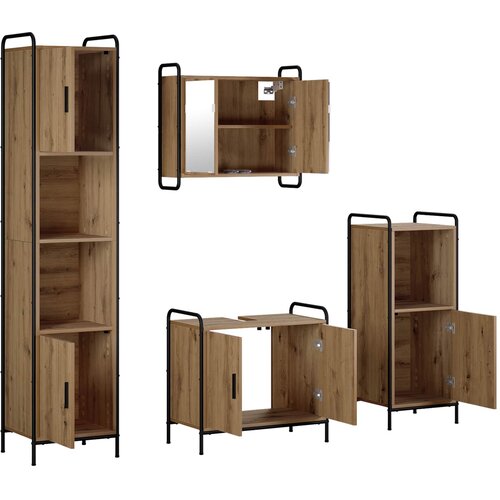  Set ormarića za kupaonicu 4 kom. Hrast artisan 40 x 36 x 181 cm Slike