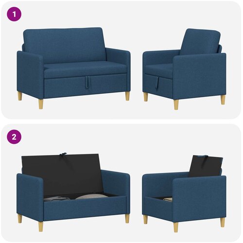  Set sofe s pohranom 2 pcs Plava Poliester Slike