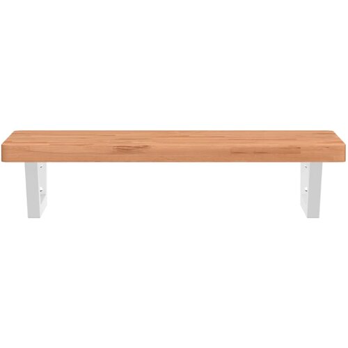  Zidna polica za umivaonik od čelika i masivne bukovine Smeđa 80 x 40 x 4 cm Slike