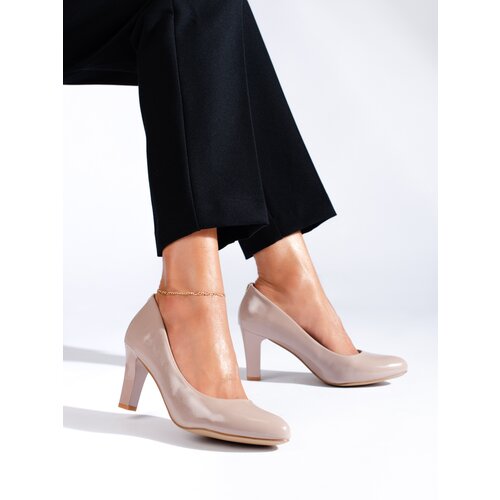 SHELOVET Classic pumps on the post beige Slike
