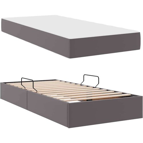  Krevet s madracem i skladi&amp;scaron;tem s madracem 2 pcs Siva Koža - Siva 90 x 190 cm Slike
