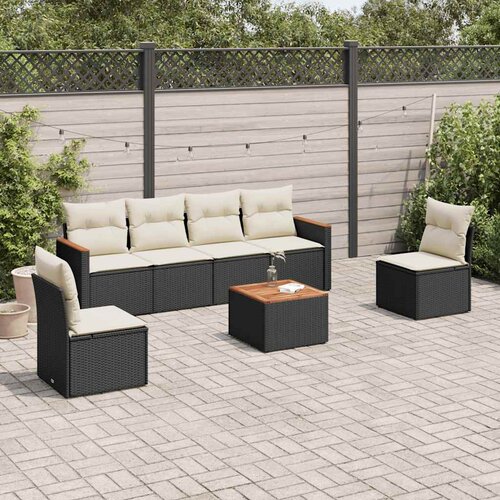  7-dijelni set vrtnih sofa od poliratana s jastucima crni Cijene
