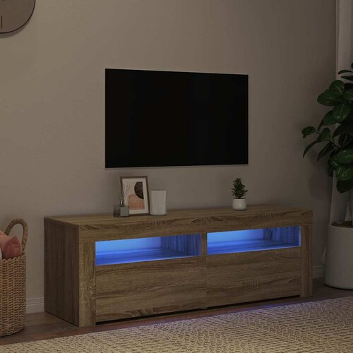  TV ormarić s LED svjetlima boja hrasta sonome 120 x 35 x 40 cm Smeđa Slike