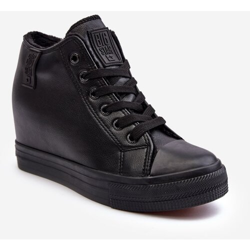 Big Star Women&amp;#039;s leather wedge sneakers MM274001 Black Slike
