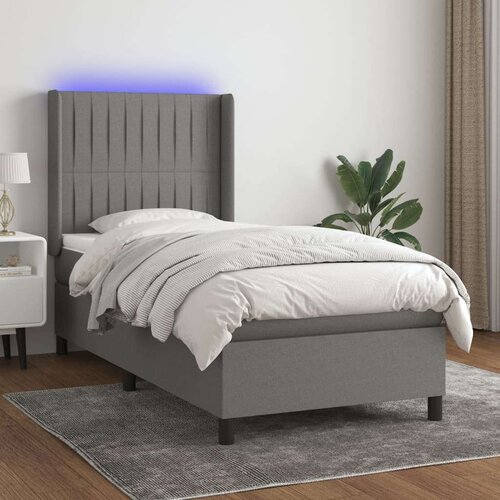  Box spring postelja z vzmetnico LED temno siva 80x200 cm blago, (20930273) Slike