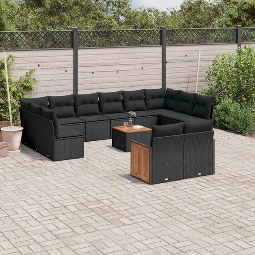  13-dijelni set vrtnih sofa s jastucima poliratan crni Cijene