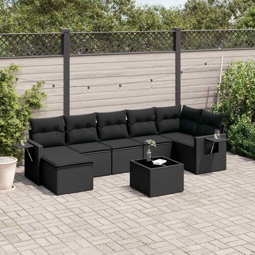  8-dijelni set vrtnih sofa od poliratana s jastucima crni Crna 85 x 62 x 69 cm Cene