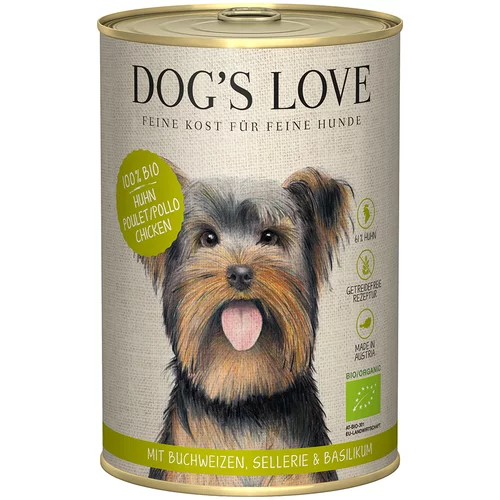 Dog's Love Bio 6 x 400 g - Ekološko pridelan piščanec