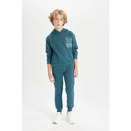 Defacto Boy Printed Hooded Sweatshirt Tracksuit Bottoms 2-Piece Set