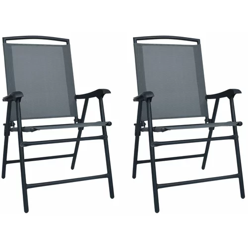 vidaXL Sklopive vrtne stolice od tekstilena 2 kom sive