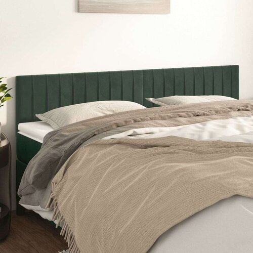  Posteljno vzglavje 2 kosa temno zeleno 100x5x78/88 cm žamet, (20953934) Slike