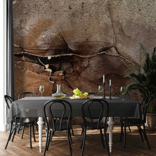  Foto tapeta - Rock abstraction - brown and beige pattern in the style of cracked stone 100x70 Vodootporna Cene