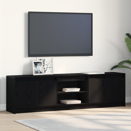 vidaXL TV omarica Črna 182 x 34 x 50 cm Umetni les in lesene plo&scaron;če Cene