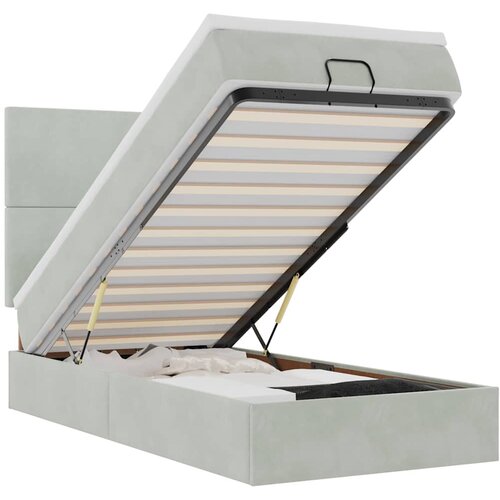 Maison Chic Otomanski Posteljni okvir - Enojna postelja - Postelja za odrasle z vzmetnicami siv 90x190cm žamet-J2111, (21770509) Cene