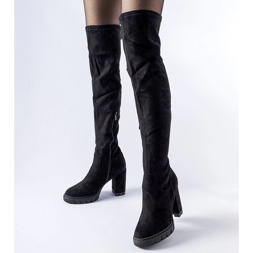 Gemre Black long heeled boots Railroad Cene