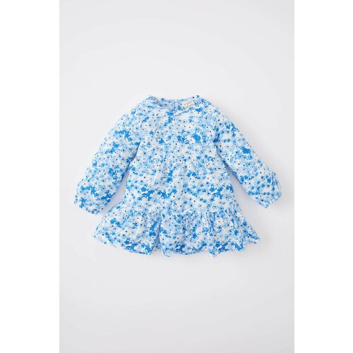 Defacto Baby Girl Floral Long Sleeve Textured Dress Cene