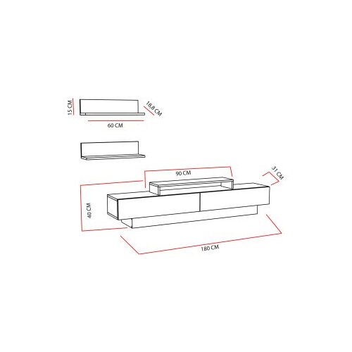 Hanah home TV komoda Lucy Oak-bijela Slike