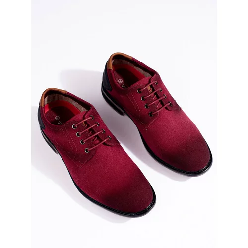 SHELOVET men's fabric burgundy shoes