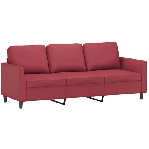  3-dijelni set sofa s jastucima boja vina od umjetne kože Slike