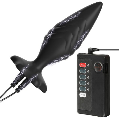 SuperLove E-Stim Silicone Anal Plug Set Black Slike