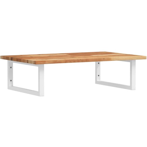  Zidna polica za umivaonik od čelika i masivnog bagremovog drva Smeđa 80 x 50 x 2 cm Slike