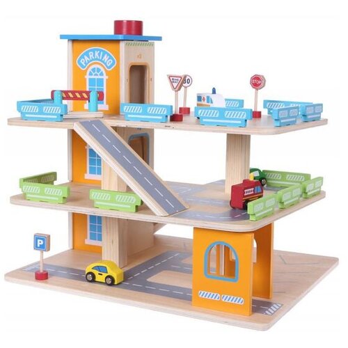 ECO TOYS drvena garaža sa stazom i liftom 1085 Slike