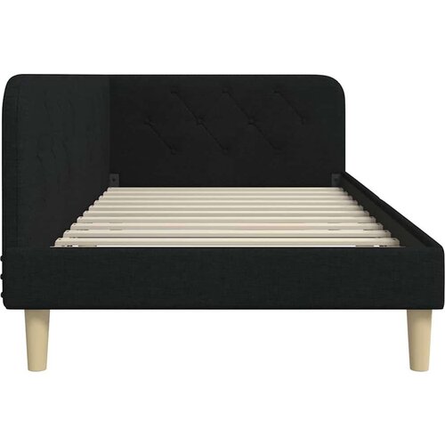 VidaXL Kutni okvir kreveta s uzglavljem Crna 90 x 200 cm tkanina Slike