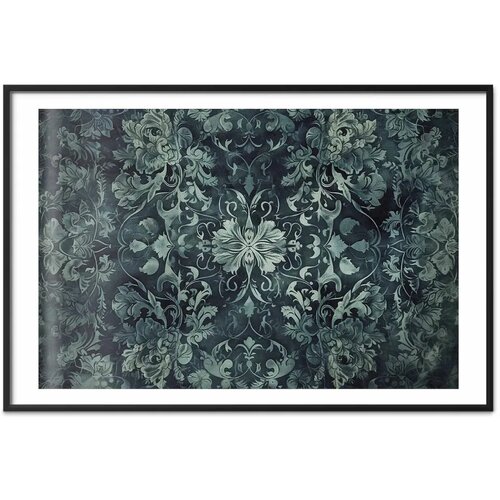  Plakat - Carpet Ornaments in Emerald Shades 30x21 Crni okvir s margom Cijene