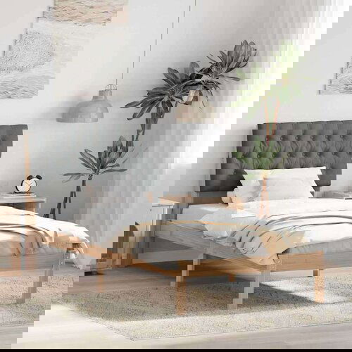 vidaXL Posteljni okvir z oblazinjenim vzglavjem Rjava 90 x 190 cm Cene