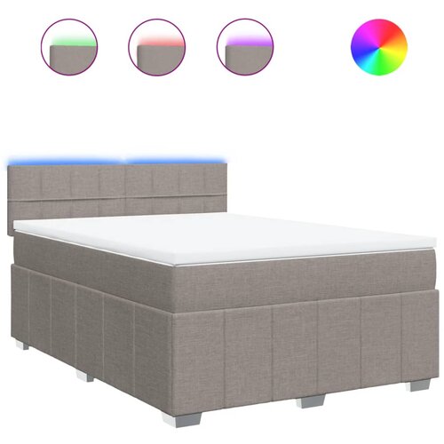 VidaXL Krevet s oprugama i madracem smeđesivi 140 x 190 cm od tkanine Slike