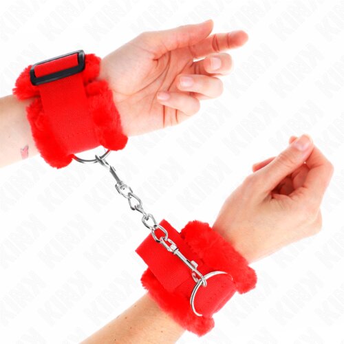 Kink Okovi Za Zapestje Fur Lined Red Slike