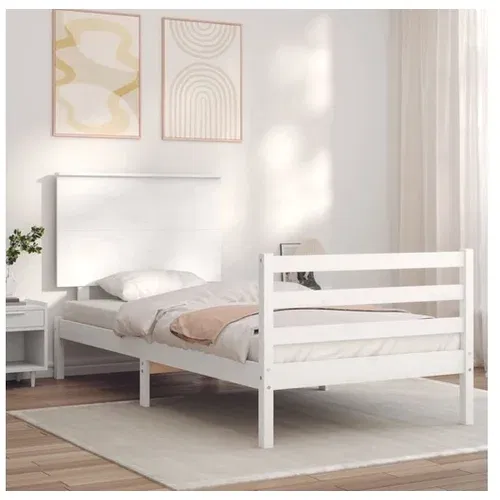 vidaXL Okvir za krevet s uzglavljem crni 100x200 cm od masivnog drva