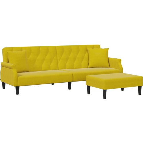 Maison Chic kavč - Sofa - Kanape dvosed z blazinami in stolčkom za noge rumen žamet, (21727894) Cene