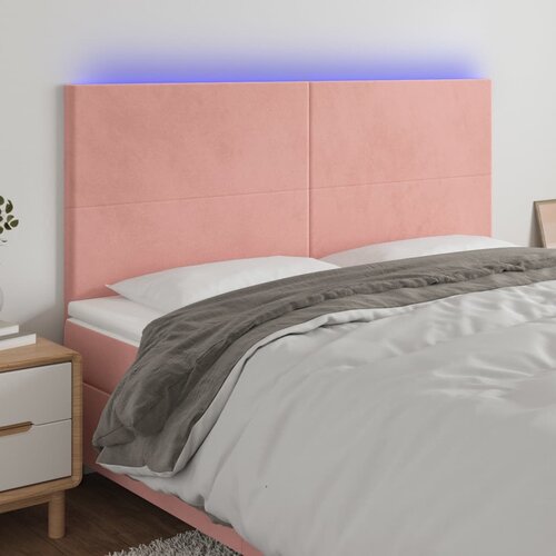 The Living Store led posteljno vzglavje roza 180x5x118/128 cm žamet - led vzglavje, (21438278) Slike